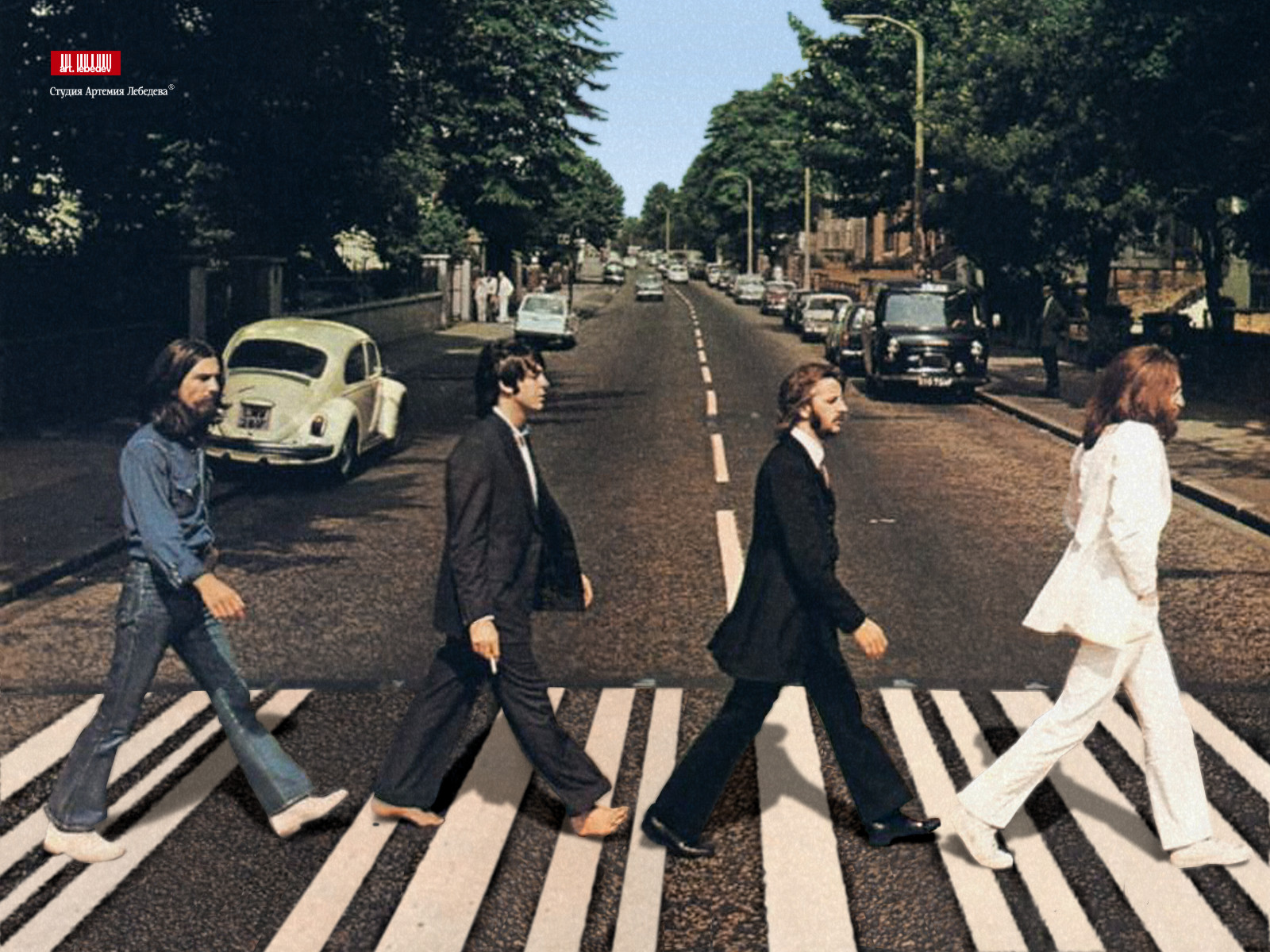 The Beatles crossing Abbey Road
